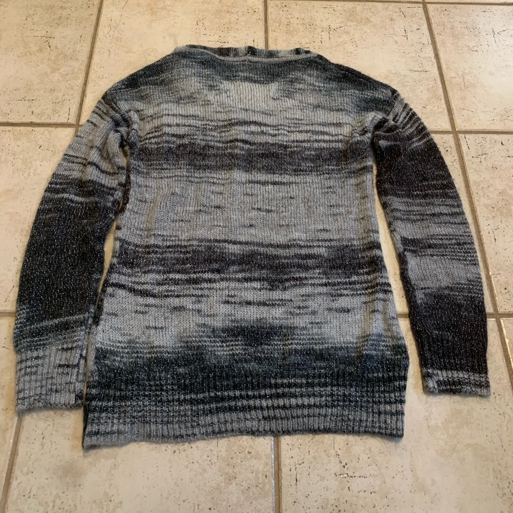 💜 DENVER HAYES Gray & Black Striped Cowl Neck Tunic Sweater - M/M - Picture 4 of 5